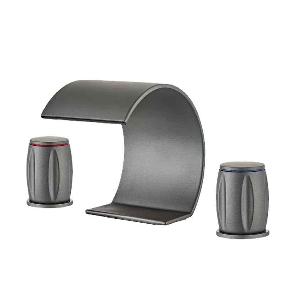 Cascelle 3-Hole Curved Waterfall Bathroom Sink Faucet With Dual Handles
