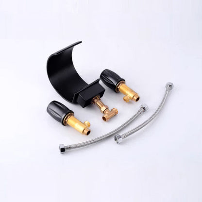 Cascelle 3-Hole Curved Waterfall Bathroom Sink Faucet With Dual Handles