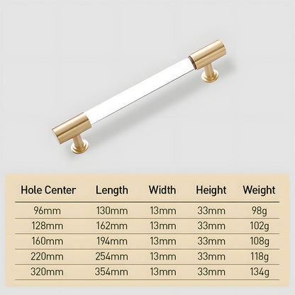 Comforsyco Clear Acrylic Cabinet Handles with Gold Brass Accents