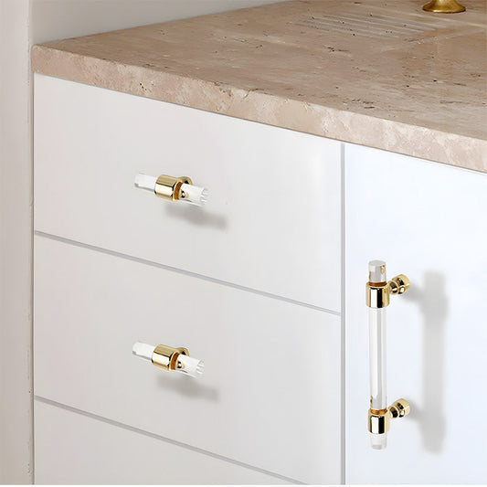Comforsyco Clear Acrylic Cabinet Pulls and Knobs, Gold / Silver Options