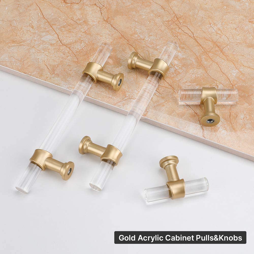 Comforsyco Clear Acrylic Cabinet Pulls and T-Bar Knobs