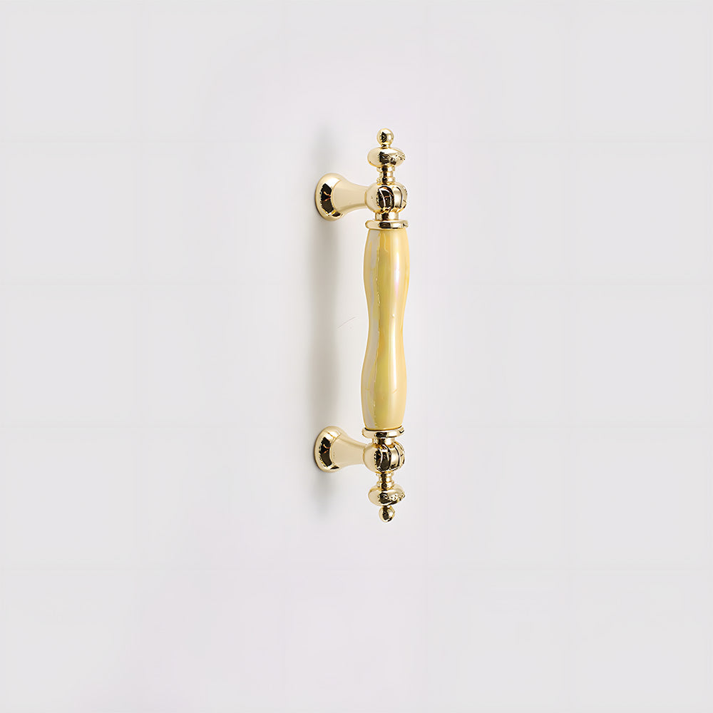 Comforsyco Colorful Ceramic Cabinet Pulls and Knobs with Gold-Tone Trim