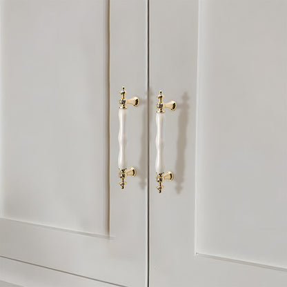 Comforsyco Colorful Ceramic Cabinet Pulls and Knobs with Gold-Tone Trim