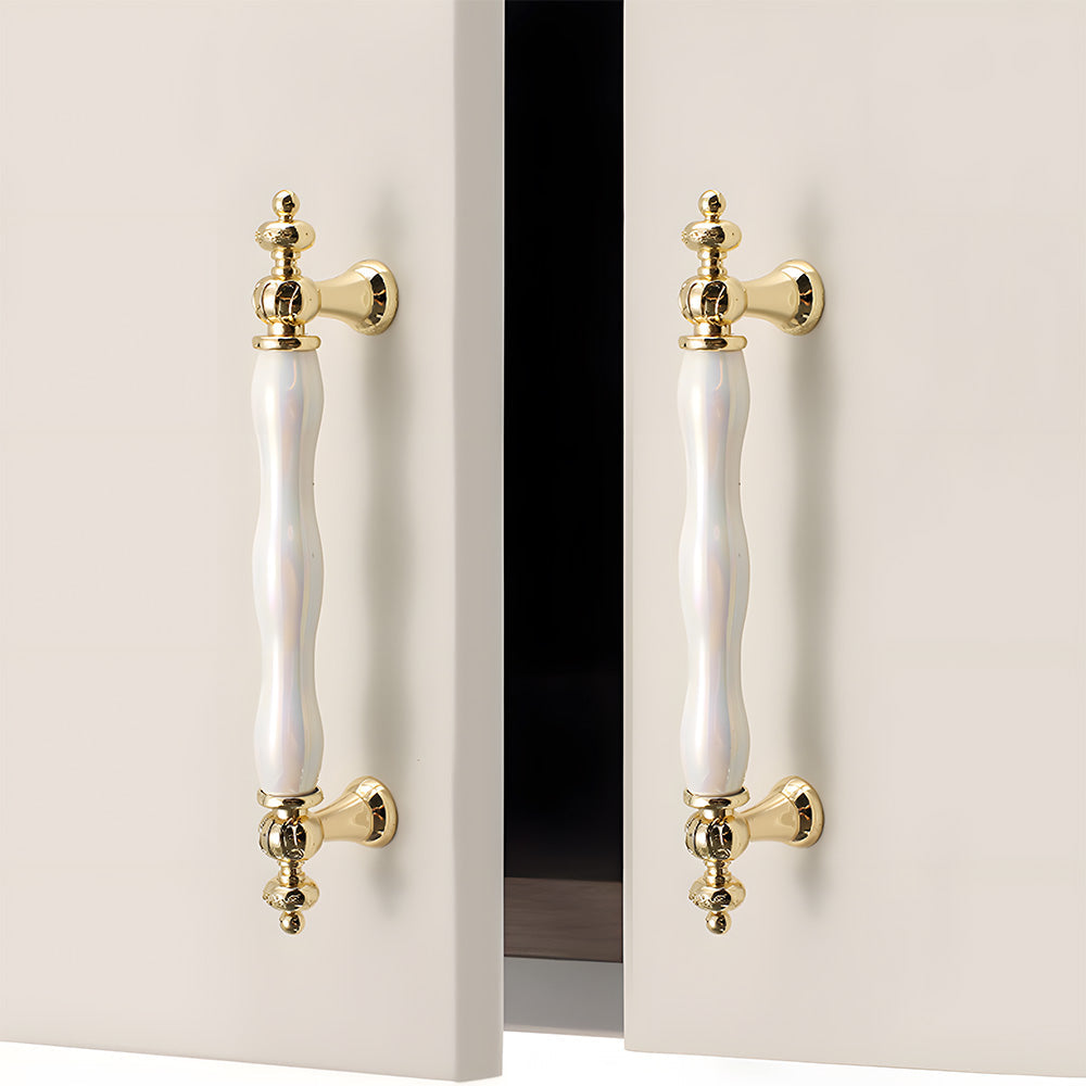 Comforsyco Colorful Ceramic Cabinet Pulls and Knobs with Gold-Tone Trim