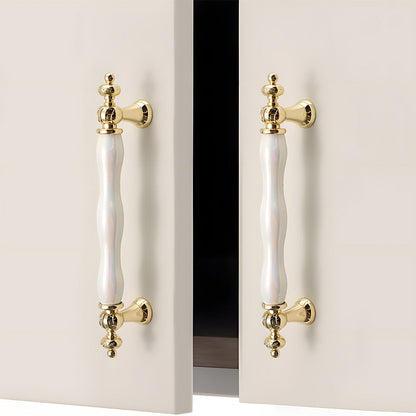 Comforsyco Colorful Ceramic Cabinet Pulls and Knobs with Gold-Tone Trim