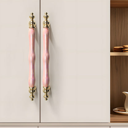 Comforsyco Colorful Ceramic Cabinet Pulls and Knobs with Gold-Tone Trim