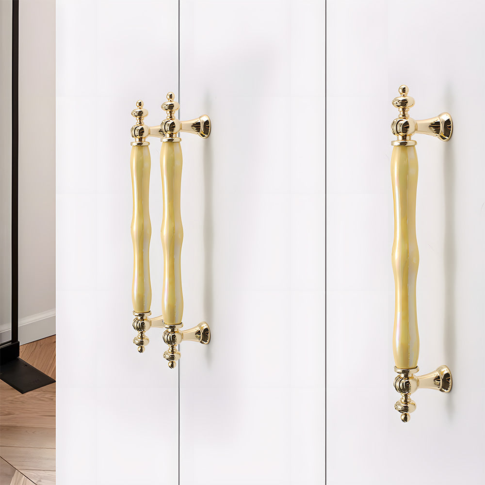 Comforsyco Colorful Ceramic Cabinet Pulls and Knobs with Gold-Tone Trim