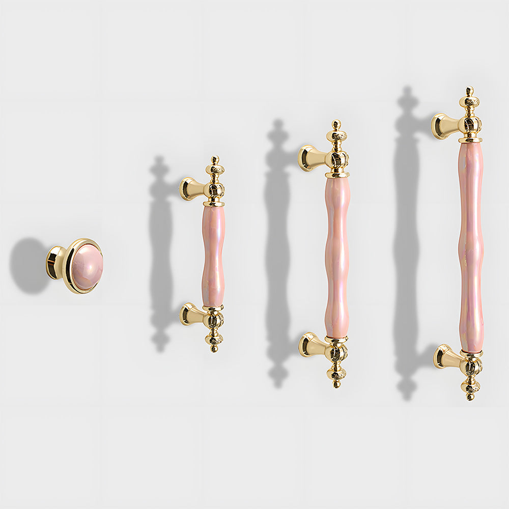 Comforsyco Colorful Ceramic Cabinet Pulls and Knobs with Gold-Tone Trim