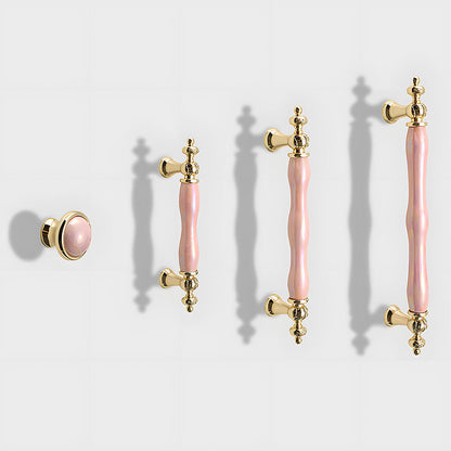 Comforsyco Colorful Ceramic Cabinet Pulls and Knobs with Gold-Tone Trim
