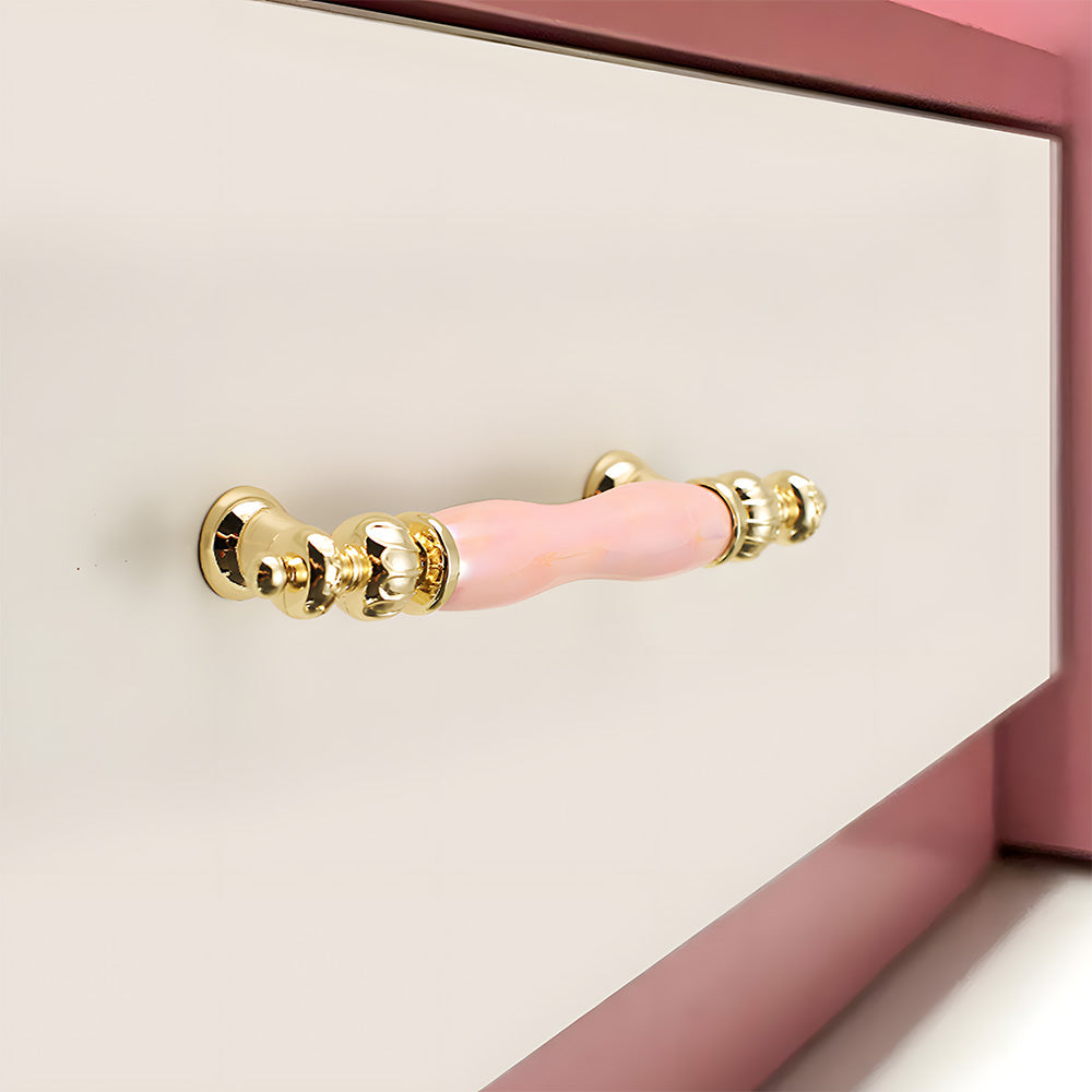 Comforsyco Colorful Ceramic Cabinet Pulls and Knobs with Gold-Tone Trim