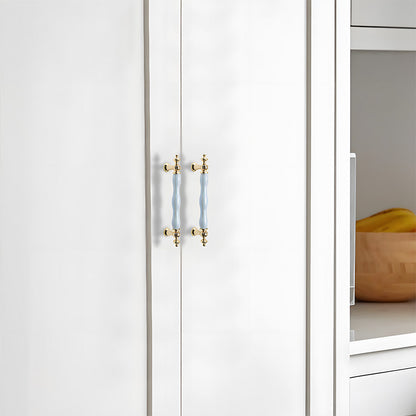 Comforsyco Colorful Ceramic Cabinet Pulls and Knobs with Gold-Tone Trim