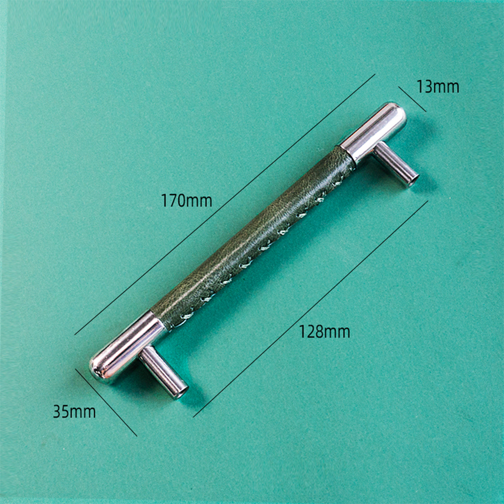 Comforsyco Colorful Leather Cabinet Pulls and Knobs, Stainless Steel