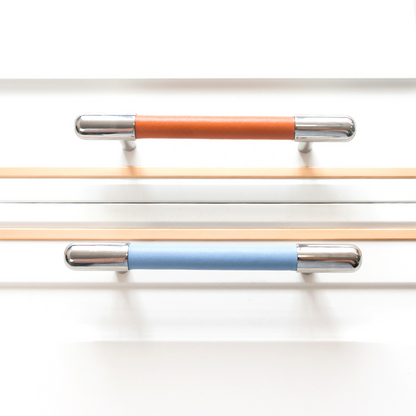Comforsyco Colorful Leather Cabinet Pulls and Knobs, Stainless Steel