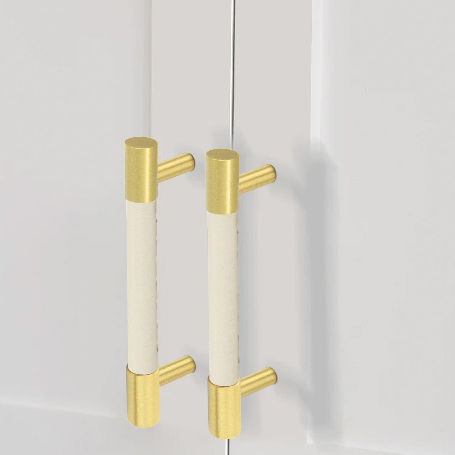Comforsyco Colorful Leather and Brass Cabinet Pulls and Knobs