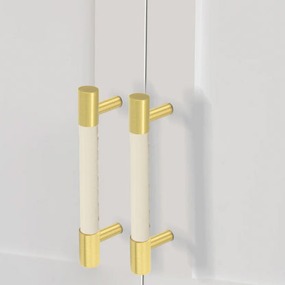 Comforsyco Colorful Leather and Brass Cabinet Pulls and Knobs