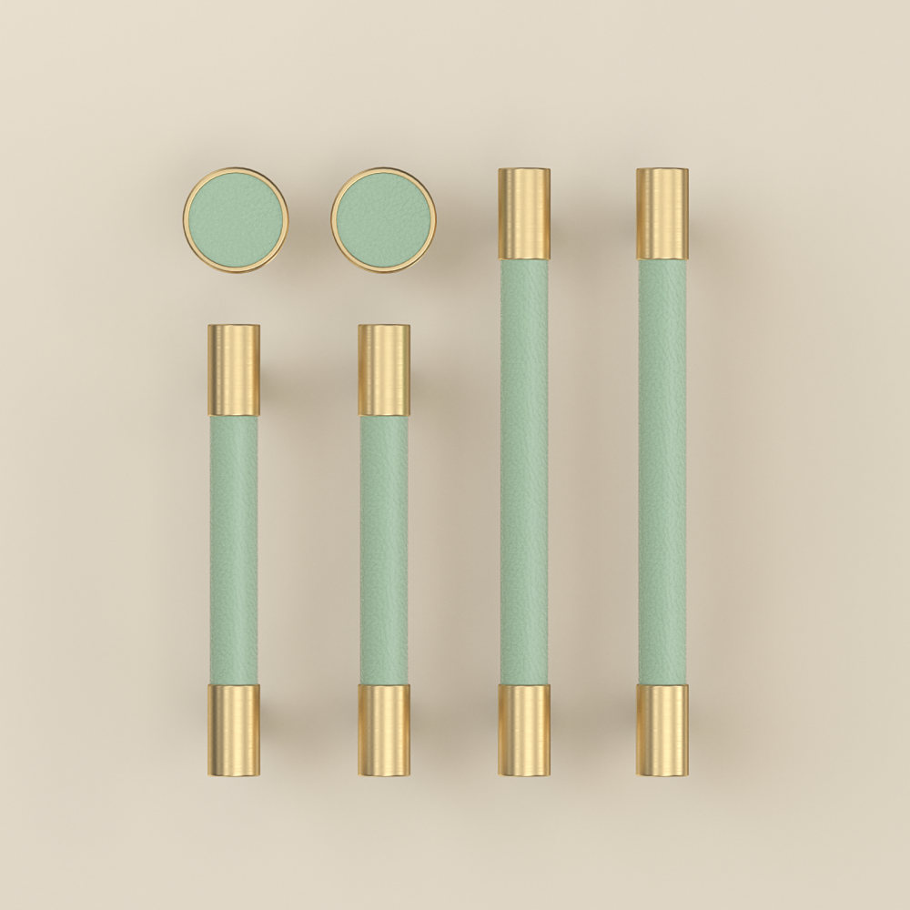 Comforsyco Colorful Leather and Brass Cabinet Pulls and Knobs