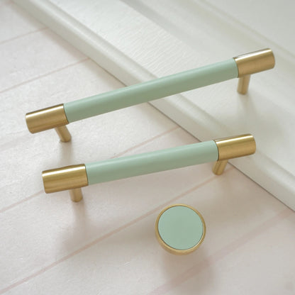 Comforsyco Colorful Leather and Brass Cabinet Pulls and Knobs