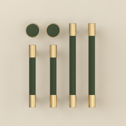 Comforsyco Colorful Leather and Brass Cabinet Pulls and Knobs