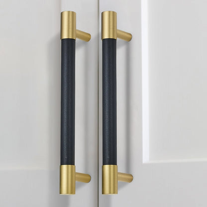 Comforsyco Colorful Leather and Brass Cabinet Pulls and Knobs