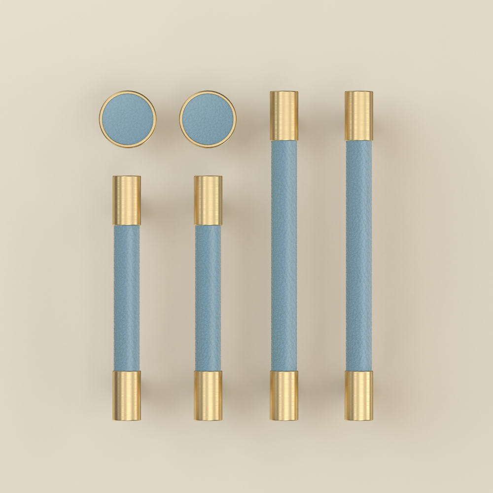 Comforsyco Colorful Leather and Brass Cabinet Pulls and Knobs