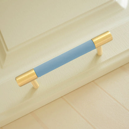 Comforsyco Colorful Leather and Brass Cabinet Pulls and Knobs