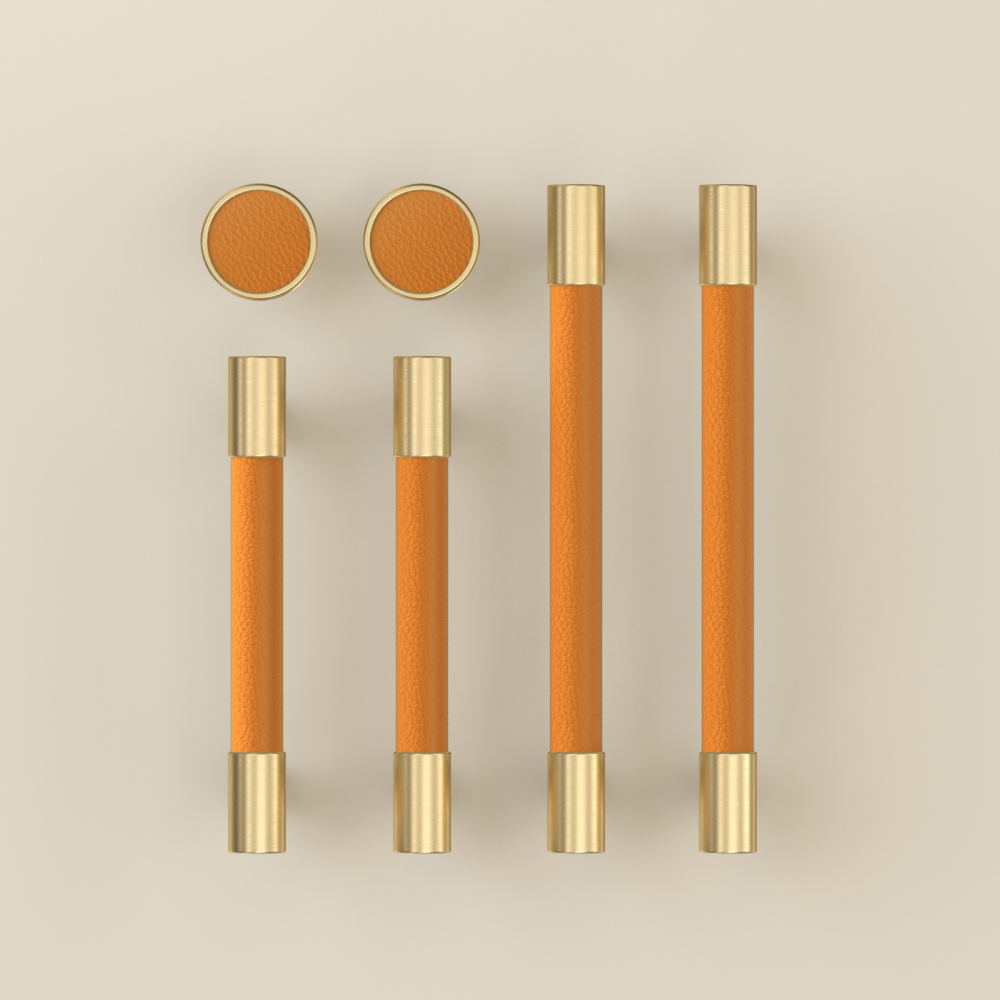 Comforsyco Colorful Leather and Brass Cabinet Pulls and Knobs