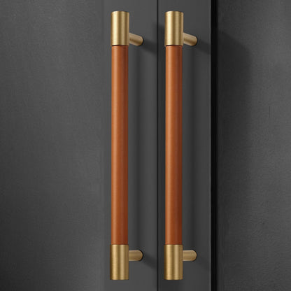 Comforsyco Colorful Leather and Brass Cabinet Pulls and Knobs