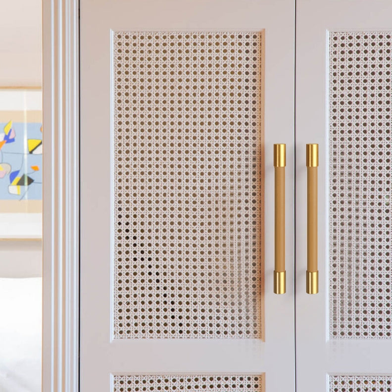 Comforsyco Colorful Leather and Brass Cabinet Pulls and Knobs
