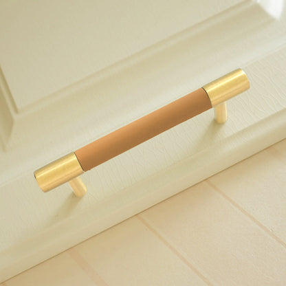 Comforsyco Colorful Leather and Brass Cabinet Pulls and Knobs
