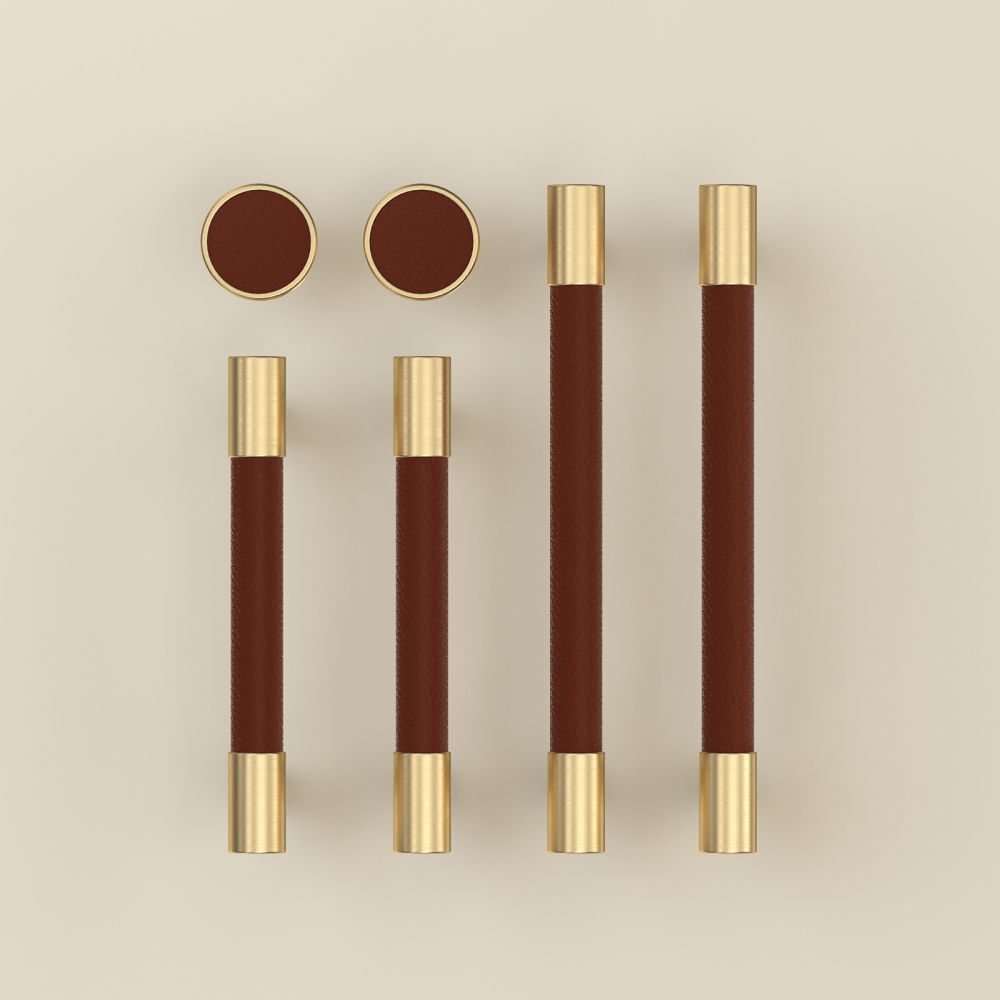 Comforsyco Colorful Leather and Brass Cabinet Pulls and Knobs