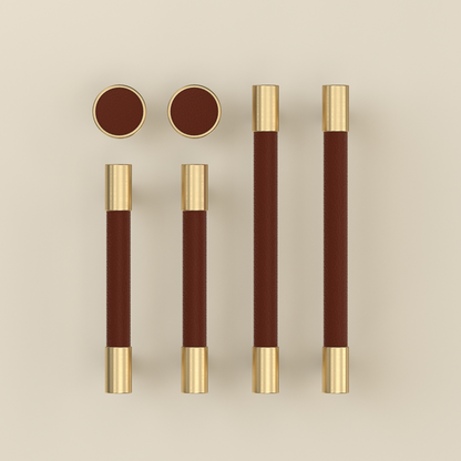 Comforsyco Colorful Leather and Brass Cabinet Pulls and Knobs