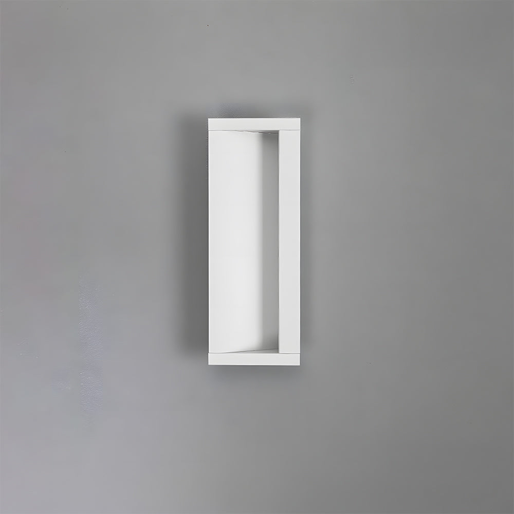 White aluminum recessed cabinet pull in a straight-on vertical product view on gray