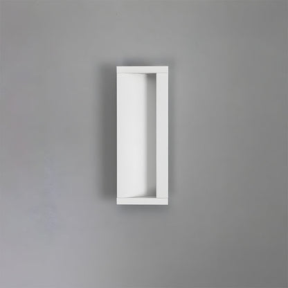 White aluminum recessed cabinet pull in a straight-on vertical product view on gray
