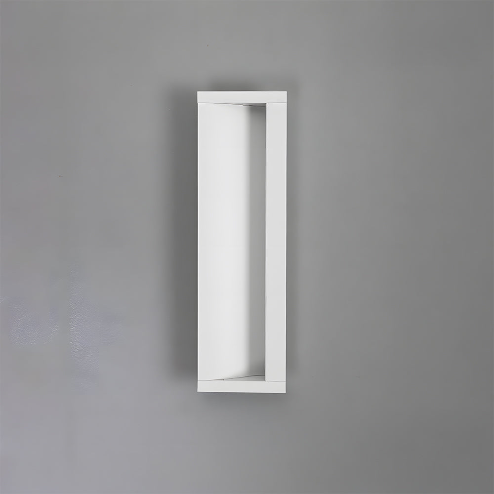 White aluminum recessed cabinet pull with 128 mm hole centers installed vertically on a gray door