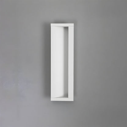 White aluminum recessed cabinet pull with 128 mm hole centers installed vertically on a gray door