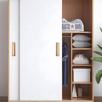 Gold aluminum recessed cabinet pulls with 128 mm hole centers installed vertically on wardrobe doors