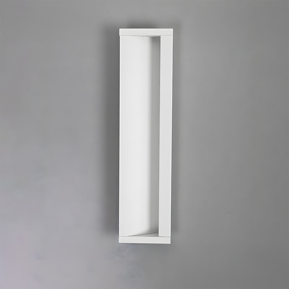 White aluminum recessed cabinet pull with 160 mm hole centers in a straight-on vertical view