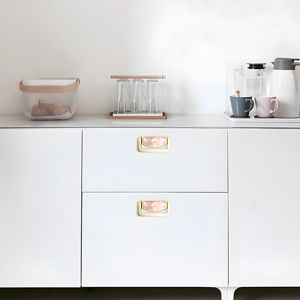 Comforsyco Concealed Ring Shell Inlay Cabinet Pulls, Zinc Alloy Drawer Handles