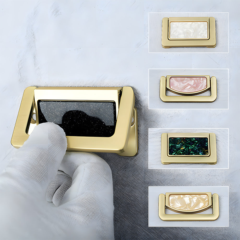 Comforsyco Concealed Ring Shell Inlay Cabinet Pulls, Zinc Alloy Drawer Handles