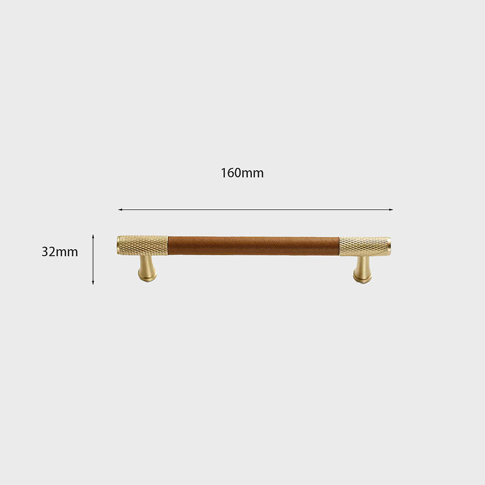 Comforsyco Cowhide Brass Cabinet Pulls and Knobs, Brown / Black Options