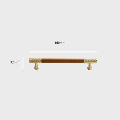 Comforsyco Cowhide Brass Cabinet Pulls and Knobs, Brown / Black Options