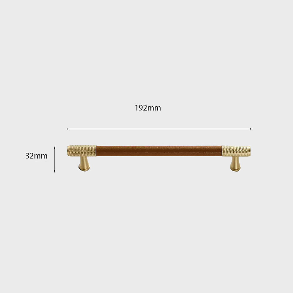 Comforsyco Cowhide Brass Cabinet Pulls and Knobs, Brown / Black Options