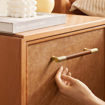 Comforsyco Cowhide Brass Cabinet Pulls and Knobs, Brown / Black Options