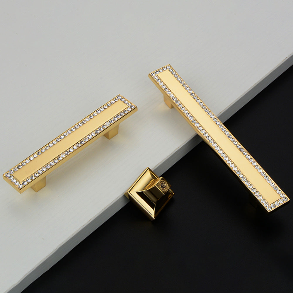 Comforsyco Crystal Glass Cabinet Handles Square Drawer Pulls