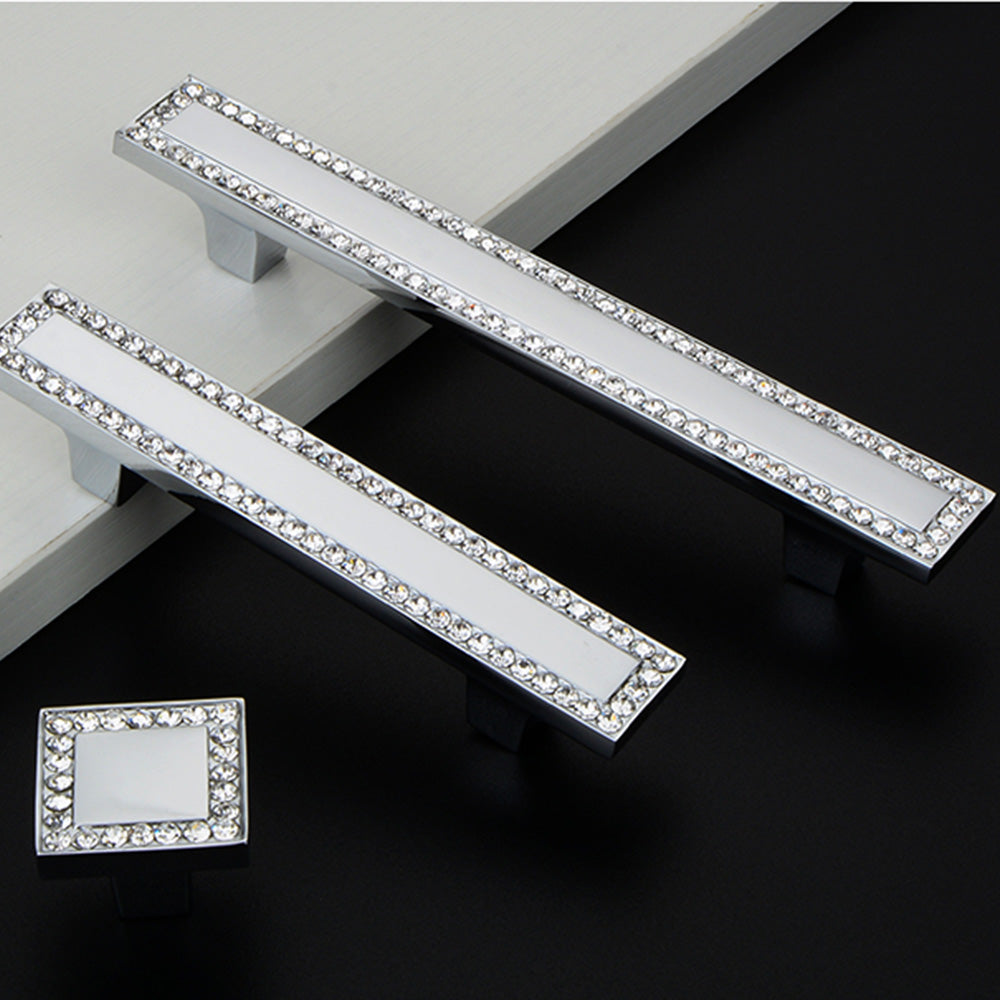Comforsyco Crystal Glass Cabinet Handles Square Drawer Pulls