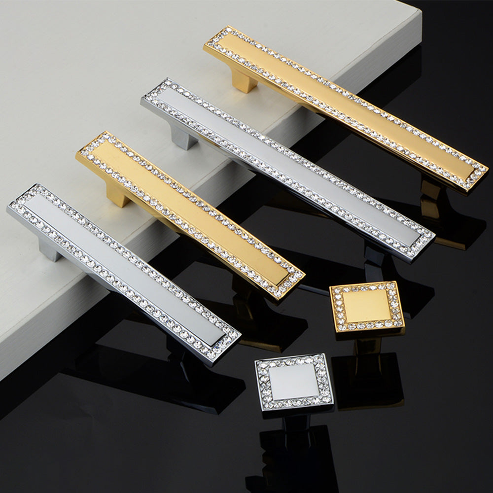 Comforsyco Crystal Glass Cabinet Handles Square Drawer Pulls
