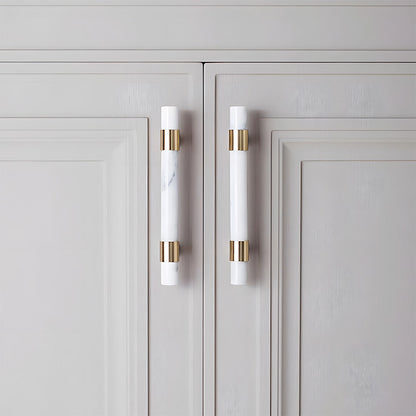 Comforsyco Crystal Marble Brass Cabinet Handles, Drawer Pulls and Knobs
