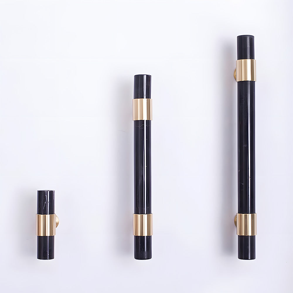 Comforsyco Crystal Marble Brass Cabinet Handles, Drawer Pulls and Knobs