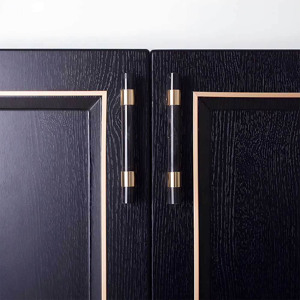 Comforsyco Crystal Marble Brass Cabinet Handles, Drawer Pulls and Knobs