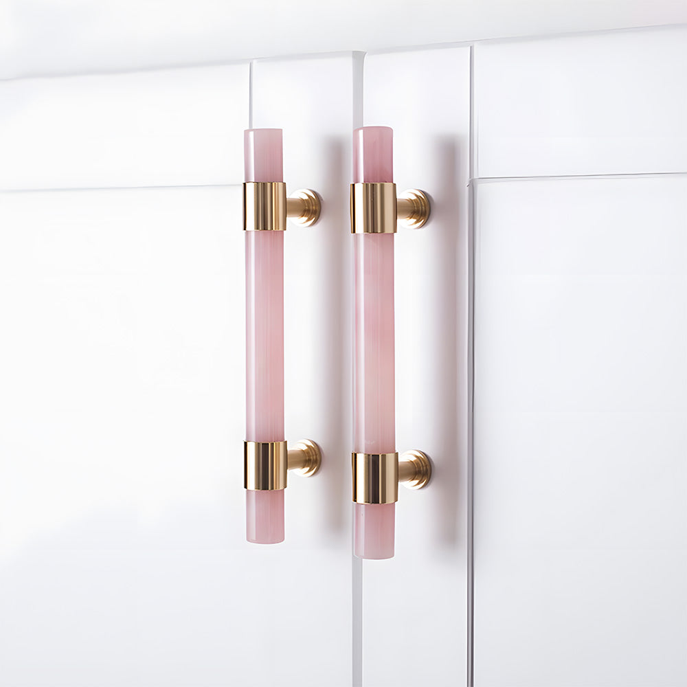 Comforsyco Crystal Marble Brass Cabinet Handles, Drawer Pulls and Knobs